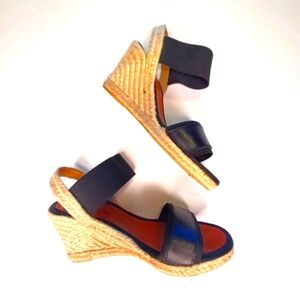 Black Espadrille Wedge Sandals - Women